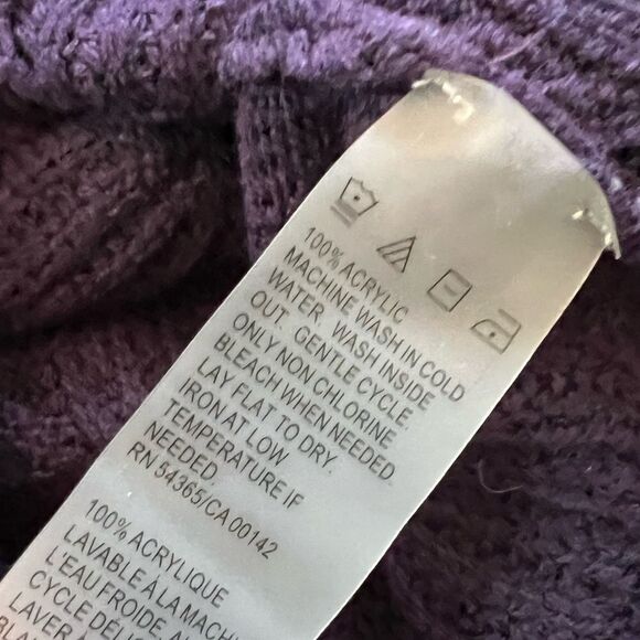 ALIA Petite Purple Cable Knit Cowl Neck Long Sleeve Scoop Bottom Sweater SP - Picture 5 of 8